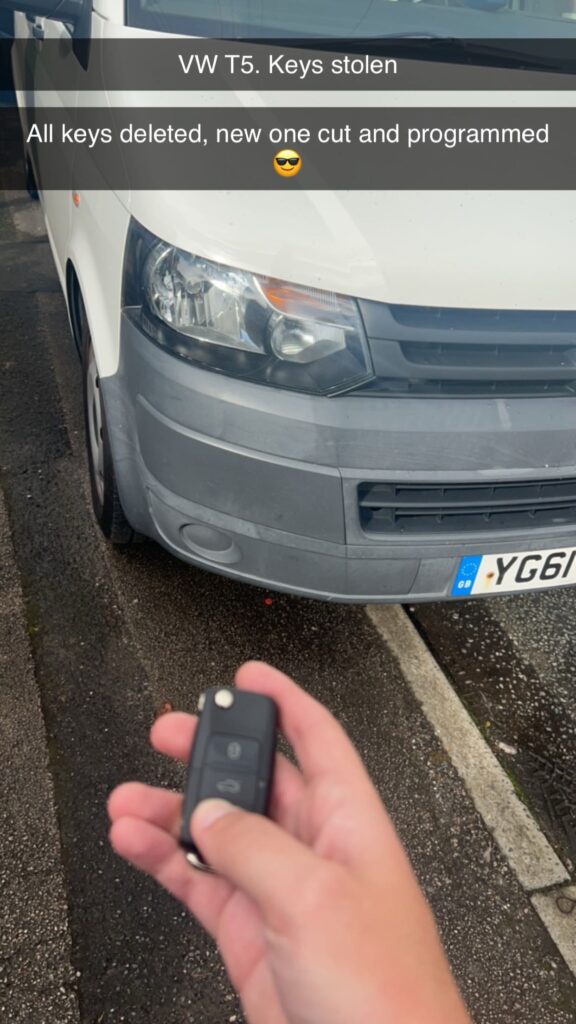 VW T5 2011 Stolen Key Deleted, New Remote Key Cut And Programmed