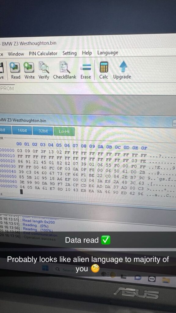 BMW Z3 2002 Data Read